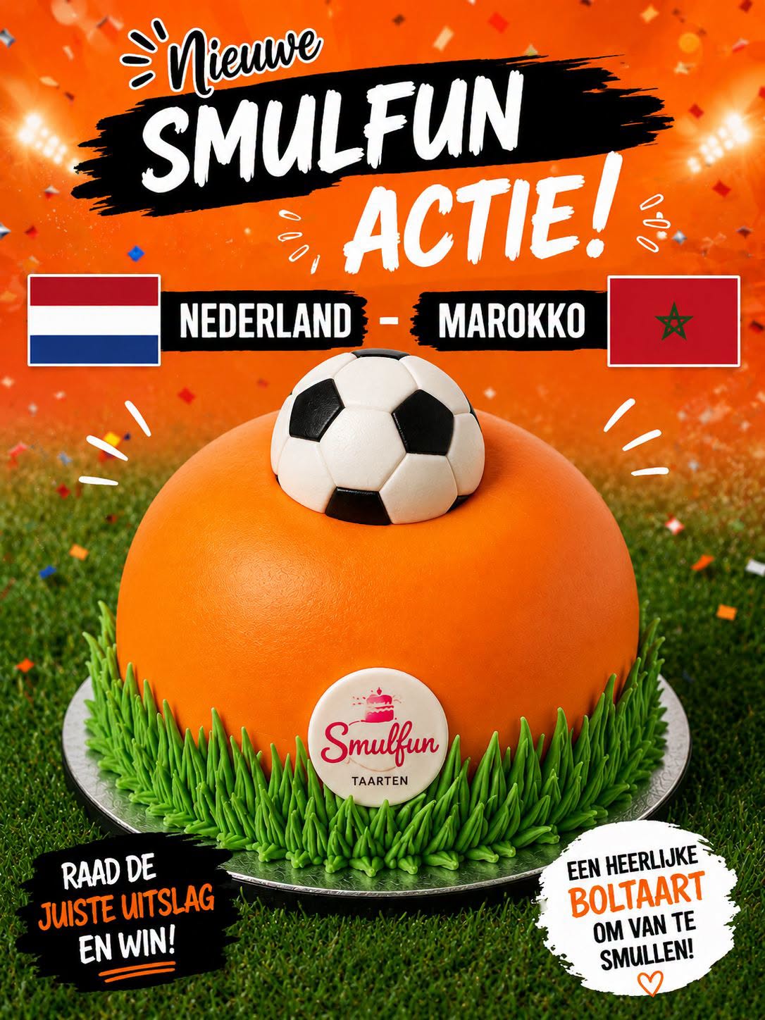 Smulfun WK actie Nederland Marokko taart winnen