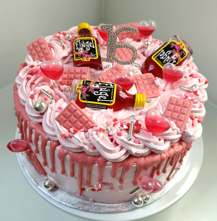 flügel dripcake met kleurrijke drip